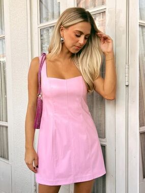 Show Me Your MuMu | Woods Mini Dress Pink Faux Leather Size S NWT